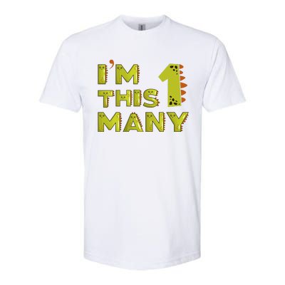 Funny Im This Many 1st Birthday Dinosaur Gift Softstyle CVC T-Shirt