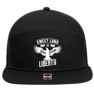 Fun Inspirational Tee Sweet Land Of Liberty Usa Pride Great Gift 7 Panel Mesh Trucker Snapback Hat