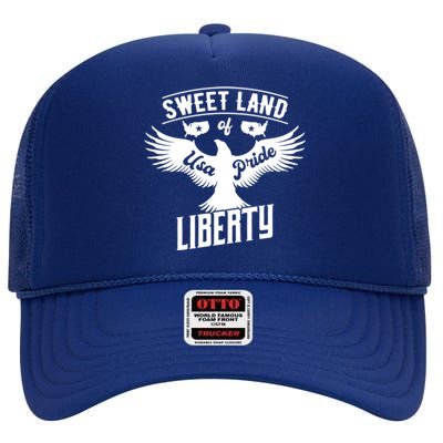 Fun Inspirational Tee Sweet Land Of Liberty Usa Pride Great Gift High Crown Mesh Back Trucker Hat