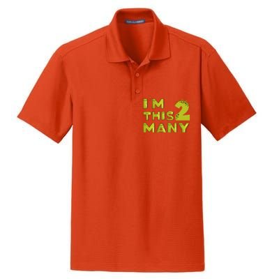 Funny Im This Many 2nd Birthday Dinosaur Gift Dry Zone Grid Polo