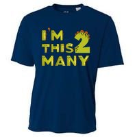 Funny Im This Many 2nd Birthday Dinosaur Gift Cooling Performance Crew T-Shirt