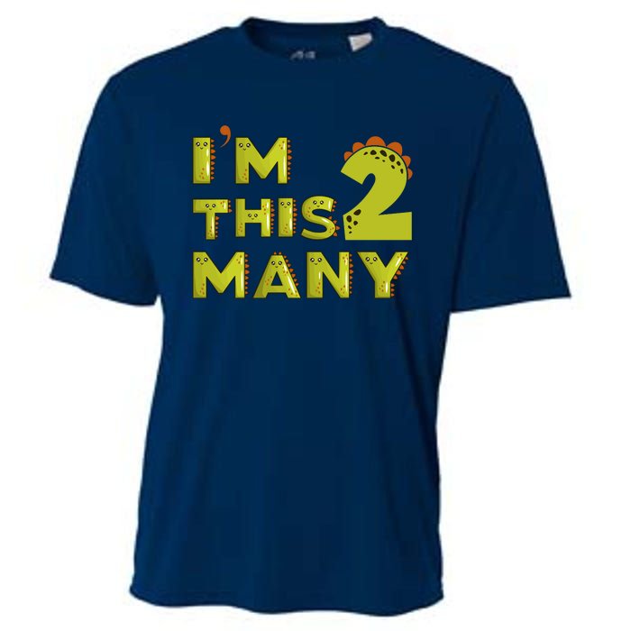 Funny Im This Many 2nd Birthday Dinosaur Gift Cooling Performance Crew T-Shirt