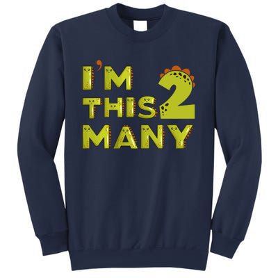 Funny Im This Many 2nd Birthday Dinosaur Gift Sweatshirt