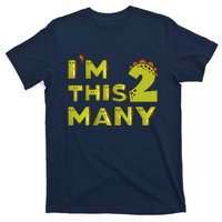 Funny Im This Many 2nd Birthday Dinosaur Gift T-Shirt