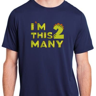 Funny Im This Many 2nd Birthday Dinosaur Gift Adult ChromaSoft Performance T-Shirt