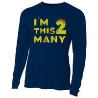 Funny Im This Many 2nd Birthday Dinosaur Gift Cooling Performance Long Sleeve Crew