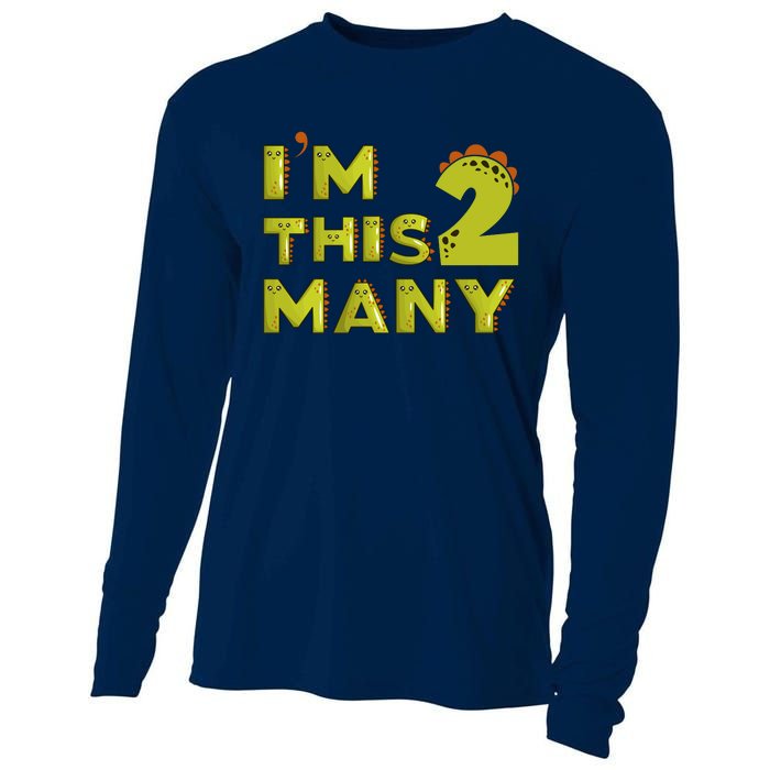 Funny Im This Many 2nd Birthday Dinosaur Gift Cooling Performance Long Sleeve Crew