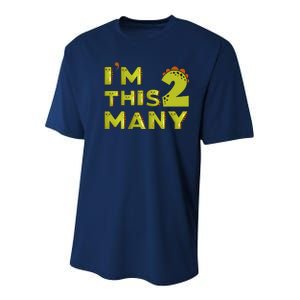 Funny Im This Many 2nd Birthday Dinosaur Gift Youth Performance Sprint T-Shirt