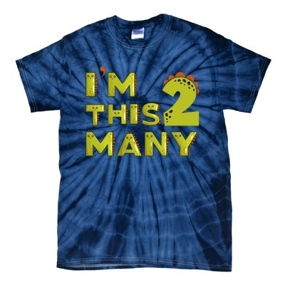 Funny Im This Many 2nd Birthday Dinosaur Gift Tie-Dye T-Shirt