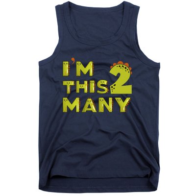 Funny Im This Many 2nd Birthday Dinosaur Gift Tank Top