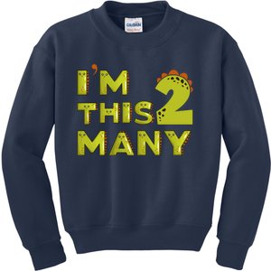 Funny Im This Many 2nd Birthday Dinosaur Gift Kids Sweatshirt