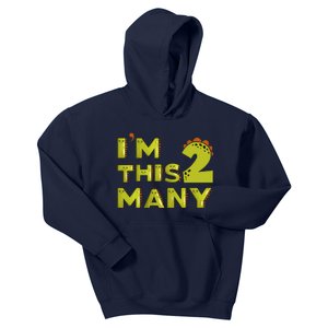 Funny Im This Many 2nd Birthday Dinosaur Gift Kids Hoodie