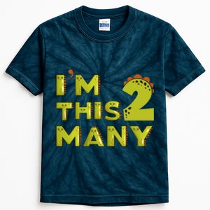 Funny Im This Many 2nd Birthday Dinosaur Gift Kids Tie-Dye T-Shirt