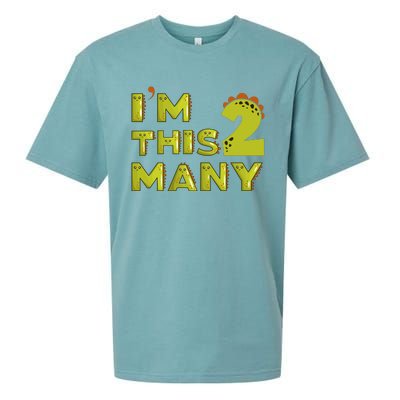 Funny Im This Many 2nd Birthday Dinosaur Gift Sueded Cloud Jersey T-Shirt