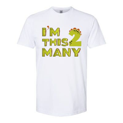 Funny Im This Many 2nd Birthday Dinosaur Gift Softstyle CVC T-Shirt