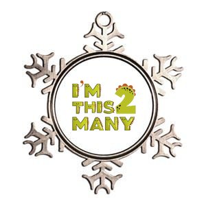 Funny Im This Many 2nd Birthday Dinosaur Gift Metallic Star Ornament