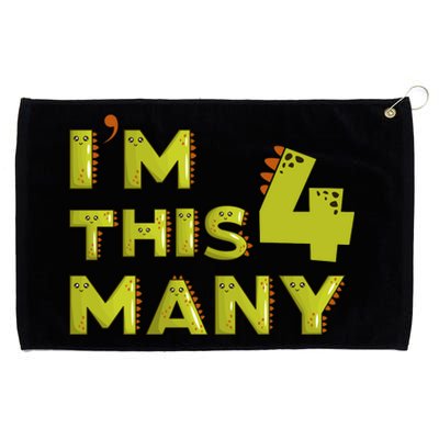 Funny Im This Many 4th Birthday Dinosaur Gift Grommeted Golf Towel