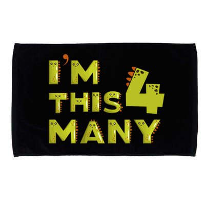 Funny Im This Many 4th Birthday Dinosaur Gift Microfiber Hand Towel