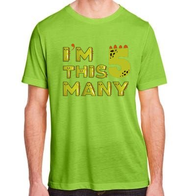 Funny Im This Many 5th Birthday Dinosaur Gift Adult ChromaSoft Performance T-Shirt