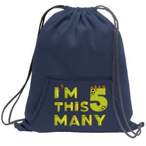 Funny Im This Many 5th Birthday Dinosaur Gift Sweatshirt Cinch Pack Bag