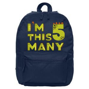 Funny Im This Many 5th Birthday Dinosaur Gift 16 in Basic Backpack