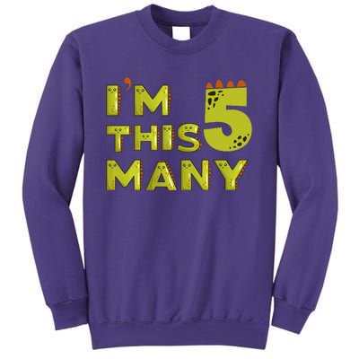 Funny Im This Many 5th Birthday Dinosaur Gift Sweatshirt