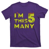 Funny Im This Many 5th Birthday Dinosaur Gift T-Shirt