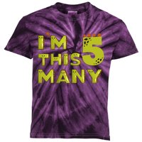 Funny Im This Many 5th Birthday Dinosaur Gift Kids Tie-Dye T-Shirt