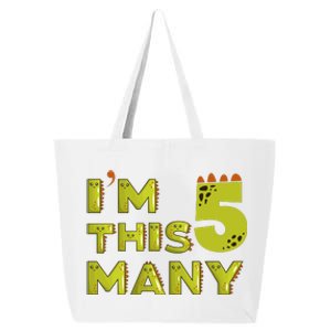 Funny Im This Many 5th Birthday Dinosaur Gift 25L Jumbo Tote