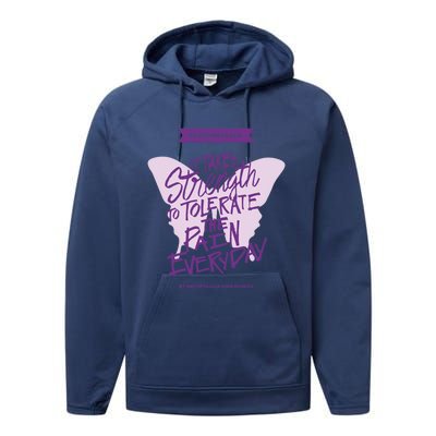 Fibromyalgia It Takes Strength Everyday Gift Fibro Awareness Gift Performance Fleece Hoodie