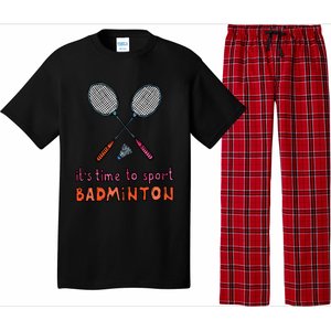 Funny It's Time To Sport Badminton Shuttlecock Birdie Gift Pajama Set