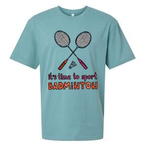 Funny It's Time To Sport Badminton Shuttlecock Birdie Gift Sueded Cloud Jersey T-Shirt