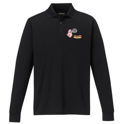 Frank! Is That You Pig And Hot Dog Funny Performance Long Sleeve Polo