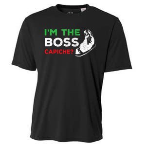 Funny Im The Boss Italian Nonna Nonno Capiche Humor Gift Cooling Performance Crew T-Shirt