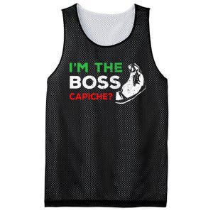 Funny Im The Boss Italian Nonna Nonno Capiche Humor Gift Mesh Reversible Basketball Jersey Tank