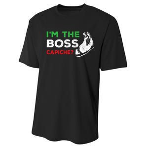 Funny Im The Boss Italian Nonna Nonno Capiche Humor Gift Performance Sprint T-Shirt