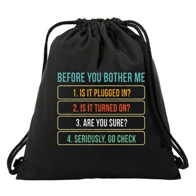 Funny Information Technology Tech Technical Support Gift Drawstring Bag