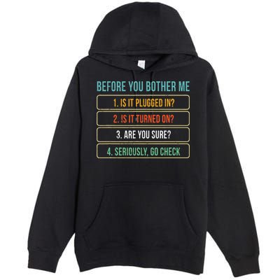 Funny Information Technology Tech Technical Support Gift Premium Pullover Hoodie