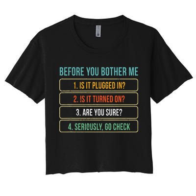 Funny Information Technology Tech Technical Support Gift Crop Top