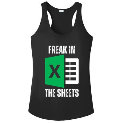 Freak In The Sheets Excel Spreadsheet Funny Office Jokes Ladies PosiCharge Competitor Racerback Tank