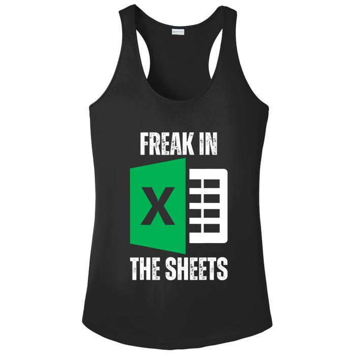 Freak In The Sheets Excel Spreadsheet Funny Office Jokes Ladies PosiCharge Competitor Racerback Tank