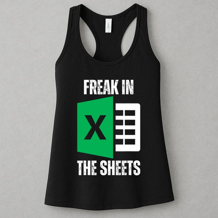 Freak In The Sheets Excel Spreadsheet Funny Office Jokes Womens Tank Top