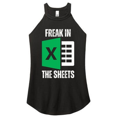 Freak In The Sheets Excel Spreadsheet Funny Office Jokes Women's Perfect Tri Rocker Tank