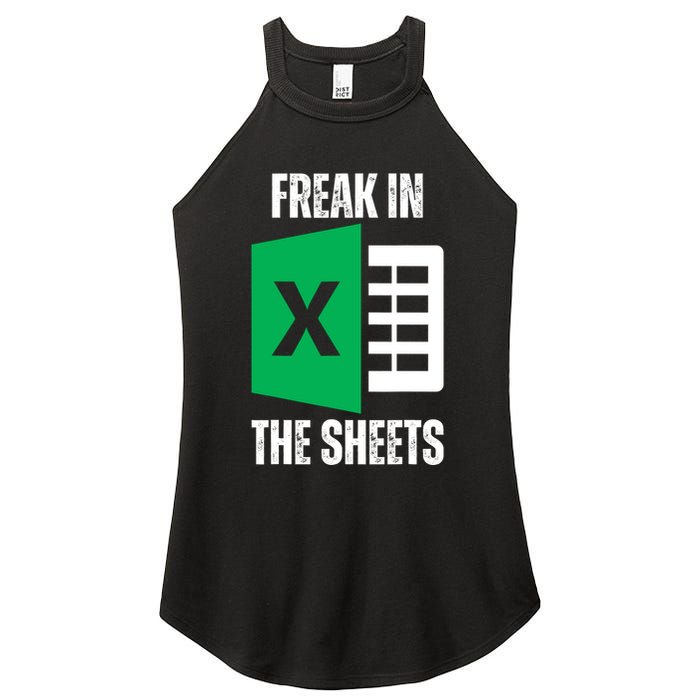 Freak In The Sheets Excel Spreadsheet Funny Office Jokes Women's Perfect Tri Rocker Tank