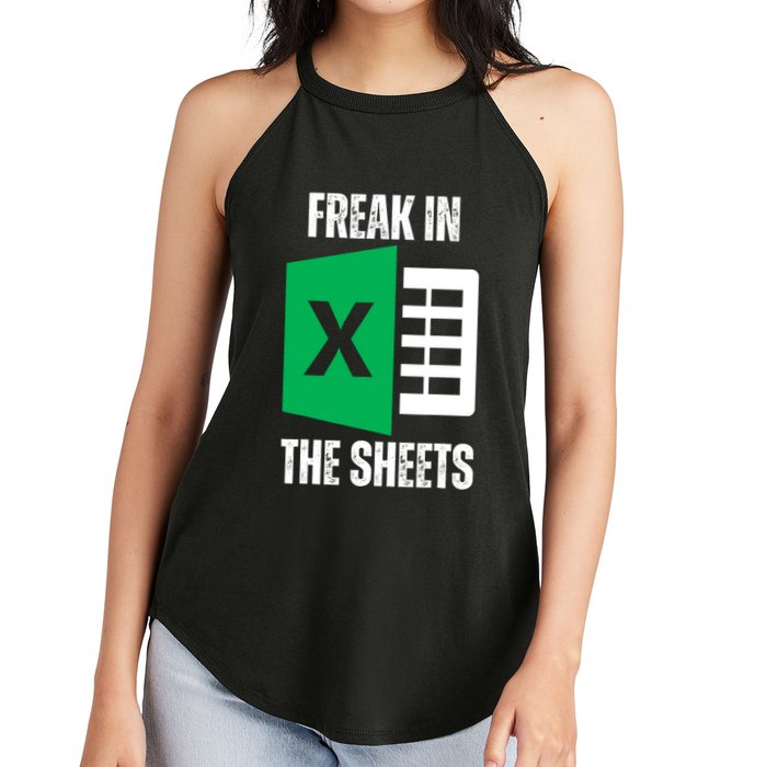 Freak In The Sheets Excel Spreadsheet Funny Office Jokes Women's Perfect Tri Rocker Tank