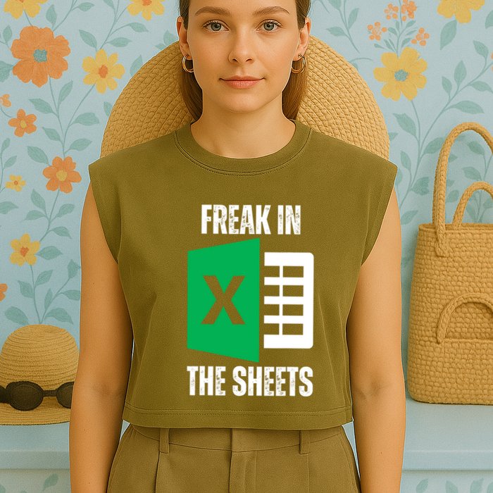 Freak In The Sheets Excel Spreadsheet Funny Office Jokes Garment-Dyed Women's Muscle Tee