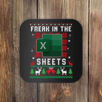Freak In The Sheets Excel Ugly Christmas Sweater Coaster