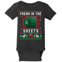 Freak In The Sheets Excel Ugly Christmas Sweater Baby Bodysuit