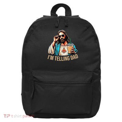 Funny Im Telling Dad Religious Christian Jesus Meme Easter 16 in Basic Backpack