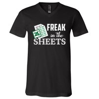 Freak In The Excel Sheets Funny Accountant V-Neck T-Shirt